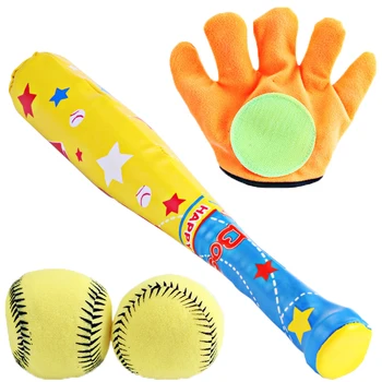  1 Комплект/4 бр., бейзболен набор от ABS-пластмаса, Бейзбол за деца, Детска топка за спортове на открито, 1 бр., прилеп, 1 бр., ръкавица с обръч и линия, 2 бр., бейзбол