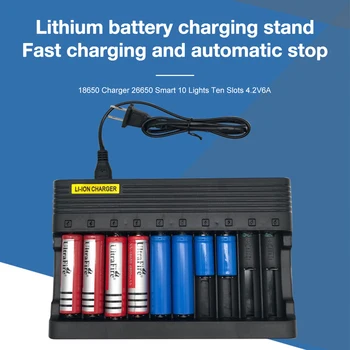  10 Слота Led Дисплей Смарт Зарядно Устройство за AA/AAA NiMH Литиева Акумулаторна Батерия е Независима Зареждане Зарядно Устройство