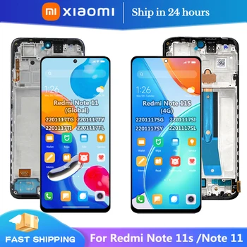  100% Оригинален AMOLED, За Xiaomi Redmi Note 11S LCD екран е чувствителен на Допир Дигитайзер За Redmi Note 11 2201117TG Дисплей С Рамка