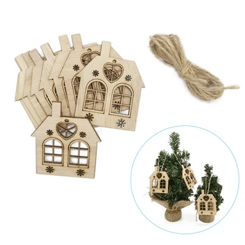 10шт Непълни Коледни Дървени Орнаменти Занаят Дървени Декорации DIY Занаят Производство за Празнична Украса