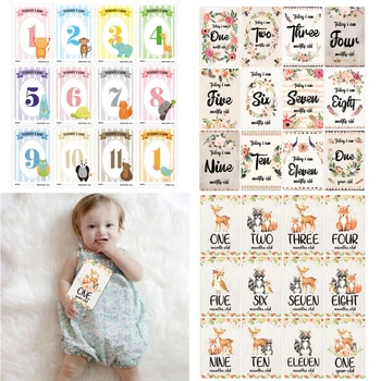  12 Листа Детски Месечни Запомнящи се Картички от Раждането до 12 месеца Моментална Снимка на пощенска Картичка Унисекс За Момчета и Момичета на Снимки В Паметта на Забележителност