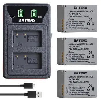  1600 ма батерия NB-7L NB 7L Батерия + Вграден USB Led Двойно Зарядно Устройство с пристанище Type C за Canon PowerShot G10 G11 G12 SX30 SX30IS