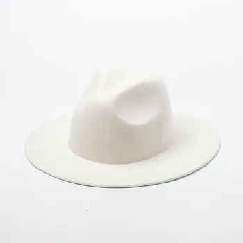  202011-shi есен зима 100% вълна млечно бял дамски фетровая шапка дамски панама за почивка джаз шапка