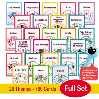  26 Тези 760 Картички, Бебешки Картички за изучаване на английски език, Детски Забавни Играчки за Деца за Ранно Обучение, Карти Монтесори