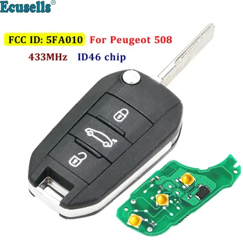  3 Бутона Flip Дистанционно Ключодържател 433 Mhz с ID46 PCF7941 Чип за Peugeot 508 301 5008 с HU83 Празен Ключ