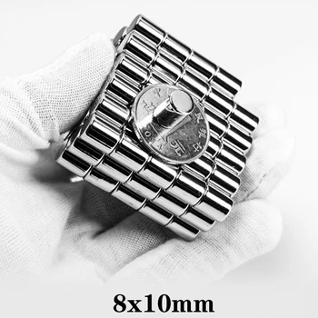  5 ~ 100ШТ 8x10 мм Супер Силен Цилиндър Редкоземельный Магнит Кръгли Неодимови Магнити 8 мм x 10 мм Малък Магнитен диск-8 * 10 мм N35 8x10 мм