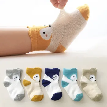  5 чифта Детски Чорапи-модел Лисици от анимационен филм За малки момичета и момчета, Чорапи за деца, Меки памучни чорапи с животни, от 2 до 15 години