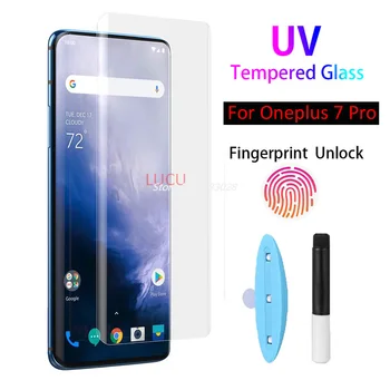  5D Нано Течен UV Лепило Закалено Стъкло за OnePlus 1 + 7 Pro Протектор на екрана, За да OnePlus 7Pro Пълно Покритие Защитно Фолио за Стъкло