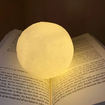  8,5 см 3D Лунна Лампа Led лека нощ На Батерии Със Стойка Звездна Лампа за Декор За Спалня Нощните Лампи Детски Подарък Лунна Лампа
