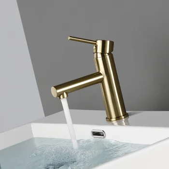  Bagnolux Luxury Morden Матиран Златен Смесител За Тоалетна С една Дръжка, Смесител За мивка за баня С топла И студена вода, Смесител За баня
