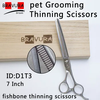  BRAVURA висококачествени 6,5-инчов професионални ножици за грижа за кучетата, филировочные ножици за кучета и котки, животни, рибена кост