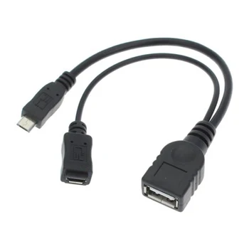  CY 2 В 1 OTG Micro USB Host Power Y Сплитер USB Адаптер за Micro 5 Пинов Мъжки Женски Кабел