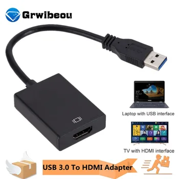  Grwibeou 1080 P USB 3.0 КЪМ HDMI-Съвместим Адаптер за Аудио Видео HD Портативен Конвертор за Преносими КОМПЮТРИ Проектор HDTV LCD ДИСПЛЕЙ Безплатен Драйвер