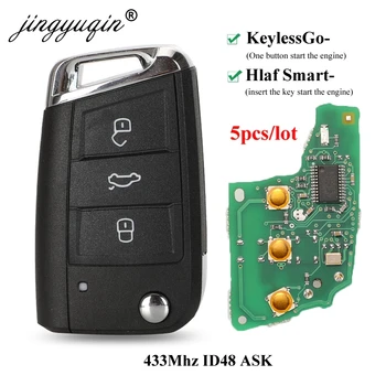  Jingyuqin 5 бр. Дистанционно ключ 434 Mhz MQB MEGAMOS 88 AES за VW Seat Golf 7 MK7 Touran Polo Tiguan 5G6959752AB BB KeylessGo/Half Smart