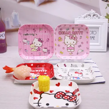  Kawaii Sanrio Hello Kitty Kuromi Mymelody Мультяшная Прибори Тави, За Закуски Тава За Плодове С Чиния Квадратна Костяное Ястие Детска Купа За Ориз