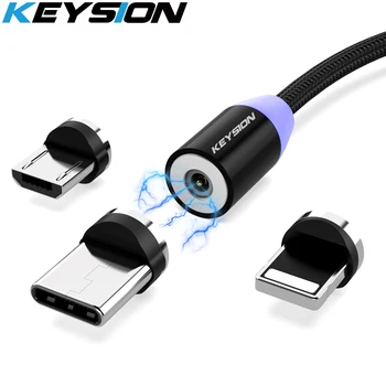 KEYSION Магнитен кабел Micro USB Type-C за Samsung S10 A50 redmi k20 Магнитна Зареждане на телефон, Кабел Lightning за iPhone XR 6s