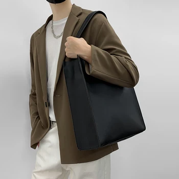  LEBSGE Мъжки Висококачествена и Модерна чанта От Изкуствена Кожа, Кожена чанта за крайградски Пътувания, мъжки чанти, Ежедневни Бизнес Вертикална чанта-тоут