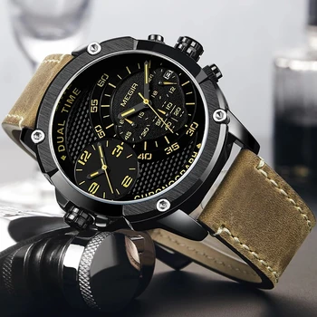  MEGIR Sport Chronograph Uhr Männer Quarz Dual Time Business Armbanduhren Wasserdicht Kalander business analyst procure to pay Militär Männlichen Neue Uhr