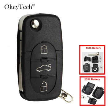  OkeyTech Замяна за Audi ключ с 3 Бутона за Дистанционно Флип Ключ на Автомобила Калъф във формата на Миди Нож за Audi A3 A4 A6 A8, TT Quattro CR2032 Ключодържател Празна