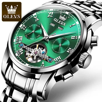  OLEVS Многофункционални Автоматичен Часовник С Циферблат на Мъжки Механични Часовници С Турбийоном Водоустойчив Мъжки Часовник от Дата Relogio Masculino 2023