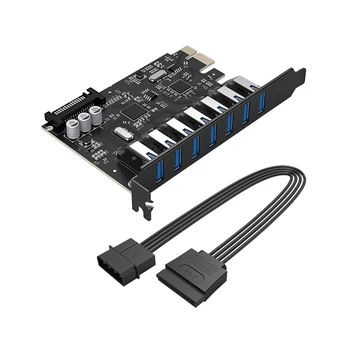  ORICO PVU3-7U-V1 USB 3.0 Суперскоростная 7-портов дънната Платка е PCI-E 2.0 Express card с 15-пинов съединител на захранване SATA PCIE Адаптера
