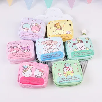  Sanrio Hellokitty Mymelody Kuromi Purin KEROPPI Cinnamoroll Чанта За Съхранение на Хигиенни Кърпички Скъпа Косметичка За Момичета Преносима Чанта За Съхранение