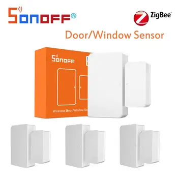  SONOFF SNZB-04 Сензор за отваряне/затваряне на врати и прозорци ZigBee Откриване на алармени сигнали за Уведомяване чрез приложение eWeLink Поддръжка на IFTTT ZBBridge