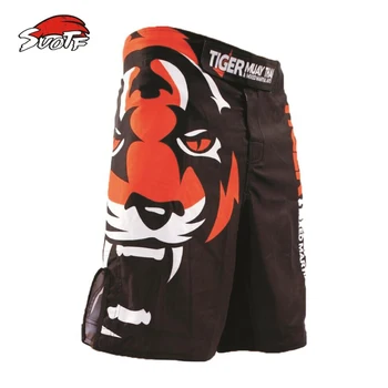  SUOTF Нов 2015 тигри печат ММА свободни боксови шорти муай Тай, Потта бързо съхнещи тренировка за противодействие на Глобалната безплатна доставка