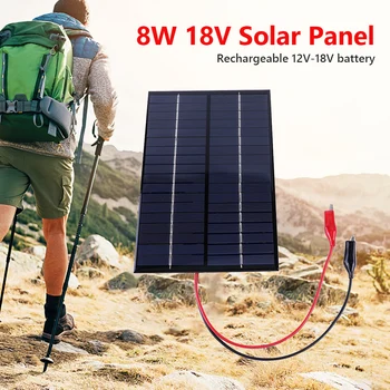  Водоустойчива слънчеви панели 8W 18V поликристаллическая борда на открито Преносимо зарядно 200x130mm слънчеви панели само за батерии 12V-18V