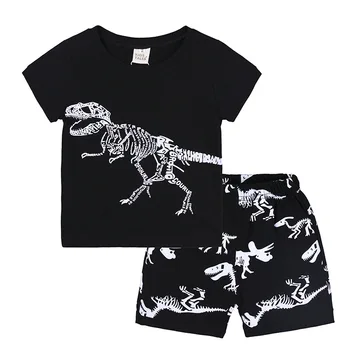  Годишният Нов Детски Костюм с Динозавром За момчета, тениска с къси ръкави и шорти, Пижами, Два комплекта, Многоцветен Избор