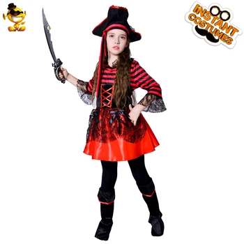  Детски Костюм на Пират за Момичета, Ролеви Игри, Детско Коледно Маскарадное Рокля, Пиратски дрехи за Момиченца, Дрехи за Хелоуин, вечерни Костюми