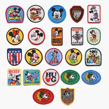  Дисни герои Мики И Мини през цялата лого Бродерия петна САМ Апликация Термопереносы Етикети Кръпка самозалепващи Етикети
