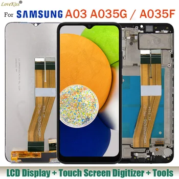 За Samsung Galaxy A03 SM-A035G A035G A035F LCD Сензорен дисплей Дигитайзер A03 LCD Дисплей на Предния Панел Touchpad Рамка при Събирането На резервни Части