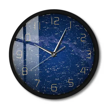  Звездното Небе 12 Съзвездия Стенни Часовници Луксозен Модерен Дизайн На Домашен Интериор Часовници Управление На Звука Тихи Led Стенни Часовници За Спални