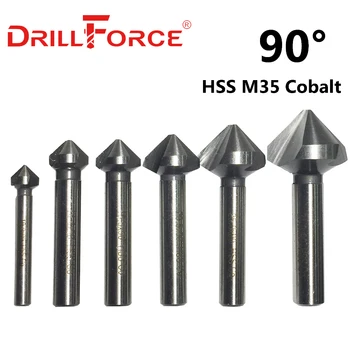  Инструменти Drillforce 4,5-40 мм HSSCO Кобалт 3 Канали на 90 градуса Скосяване Зенковки Тренировки (10/14.4/16.5/20.5/25/31 мм)