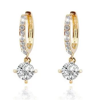  истински камък Циркон АААА + кристали Кръг дропшиппинг обеци от най-Високо качество медни женски сладък модни бижута за момичета сватба