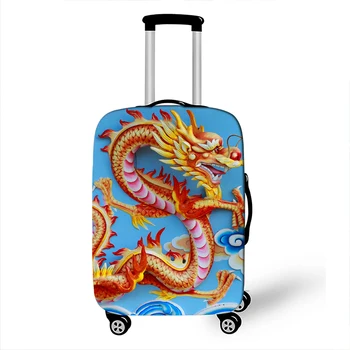  Китайски Чанта за Багаж с Принтом Кралския Дракон за Пътуване, Ретро Чанта за Количка, Защитни Капаци, Еластичен Калъф за Куфара със Защита от прах