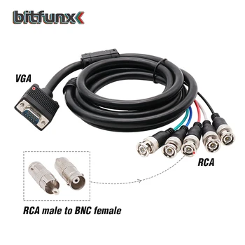  Компонентен Кабел Bitfunx VGA DVI към RGBHV, 5x Порт BNC, видео адаптер, Кабел За КОМПЮТЪР, видео устройство Retrogaming