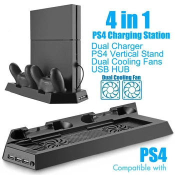  Конзола PS4 Вертикална Поставка 2 Контролер, Зарядно Устройство, зарядно устройство ще захранване на Зарядно устройство 2 Вентилатора за Охлаждане За Sony Playstation 4 Play Station 4 PS 4 Аксесоар
