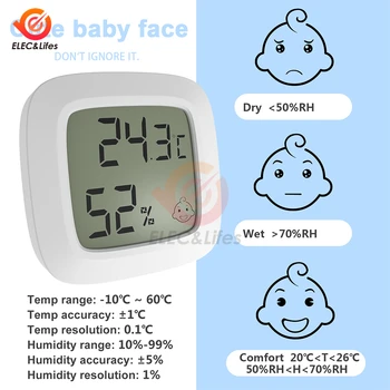  Магнитни Мини LCD Дигитален Термометър С Датчик за Температура, Влага, Влагомер За Детска Стая, Ползающий домашен Любимец + Батерия