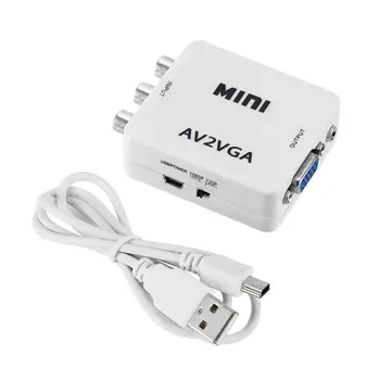  Мини HD AV2VGA Видео Конвертор AV RCA CVBS VGA Видео HDTV Адаптер с USB Кабел
