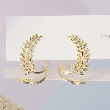  Минималистичные Изящни Малки Обеци от истинско Злато 14 К за Жени, Модни Ослепителни Обеци-Розово със Златни Листа, Сватбен Медальон, Подарък