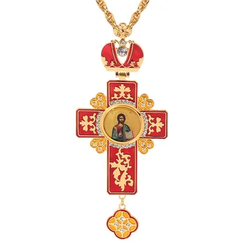  Модерен Златист Цвят Нагръден Кръст Православни Окачване Верига Руската Гърция Религиозна Икона На Византийското Изкуство Икона На Исус На Кръста Колие