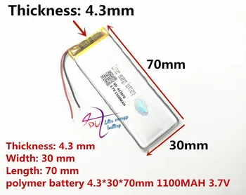  най-добрият батерия марка 3,7 На полимерно-литиева батерия 433070 403070 1100 mah