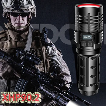  Най-Мощният Xhp90.2 Led Фенерче Xhp90 Тактически Мини Военен Фенерче USB 18650 Акумулаторна батерия Ръчно Лампа LED Lanterna