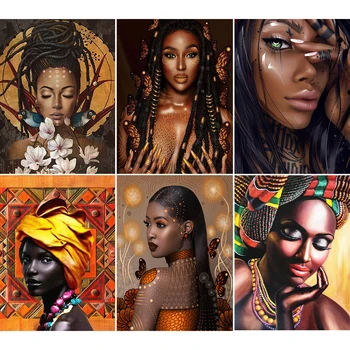  Направи си САМ 5D Диамантена Картина на Африка Женски Портрет, Определени за Кръстат Бод Пълна Тренировка Квадратна Бродерия Мозайката е Художествена Картина от Страз