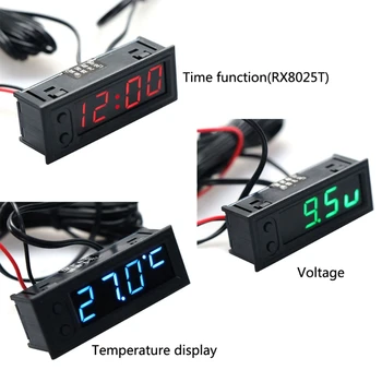  Направи си САМ многофункционални много точни часовници отвътре и отвън на Автомобила Температурата на Батерията напрежение на Монитора Панел за Измерване на постоянен ток 12 В