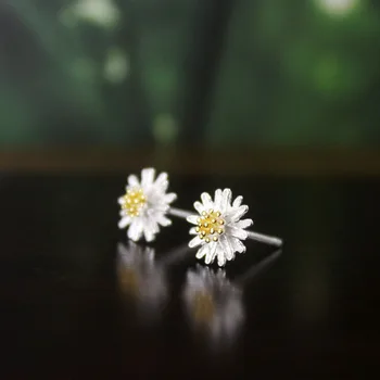  Обеци с Цвете от Лайка годишна Сребърен Цвят за Жени Flower Brincos Pendientes