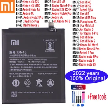  Оригинална батерия За xiaomi Note 4 5 6 Pro 4X MTK Redmi 4A 5A 6A 3 3 4 4C 8 Pro 9S Note 5А 9 Pro 5 Mi Mi5 6 8 Max 2 3 Mi X 2 5S