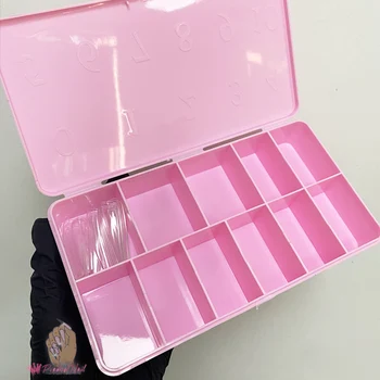  Розово Празен Съвет За Изкуствени Нокти Гел За Изграждане На Опаковката Е Кутия За Съхранение На Кристали И Скъпоценни Камъни На Притежателя Калъф Органайзер 11 Мрежи